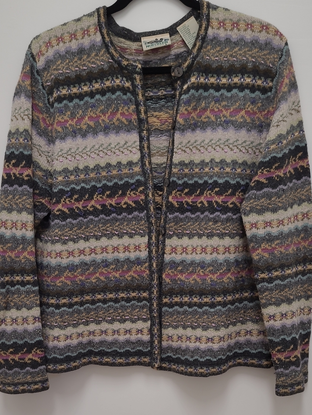 Northern Reflections Multicolor Striped Fairisle Knit Cardigan